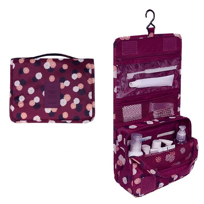 TravelEase – Water-repellent cosmetic bag with hook and compartments | Travel toiletry bag