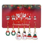 Christmas Stud Combination Suit Snowflake Elk Earrings