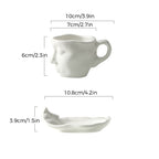 Metal Touching Face Creative Ceramic Kiss Coffee Cup, Artistic Vibe Mug & Saucer Set