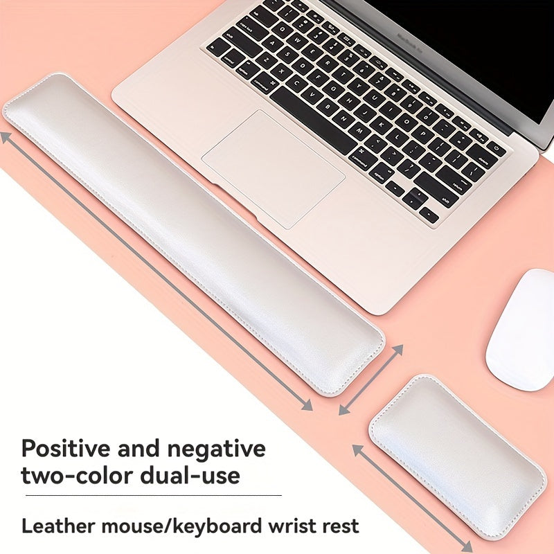 Three-Piece Desk Set made of PU Leather - With Pad and Wrist Supports