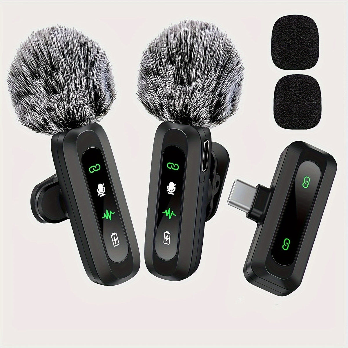 Wireless Lavalier Microphone with USB-C Connection for Smartphones and Tablets – Compact Design, Ideal for Podcasts and Vlogs