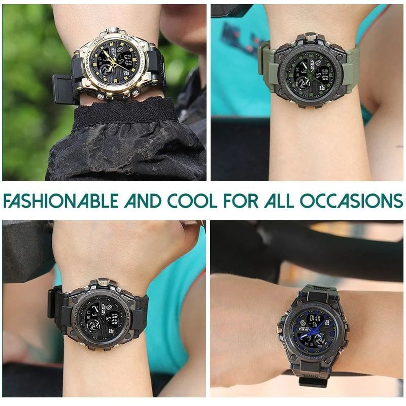 Sporty Dual-Display Mode Multifunctional Waterproof Luminous Men's Wristwatch