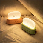 Shaded Nightstand Lamp – Kawaii Toast LED Lamp for Cozy Lighting