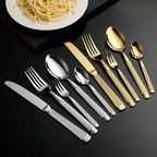 Gold Roman Column Style Cutlery Set - Stainless Steel Flatware Set