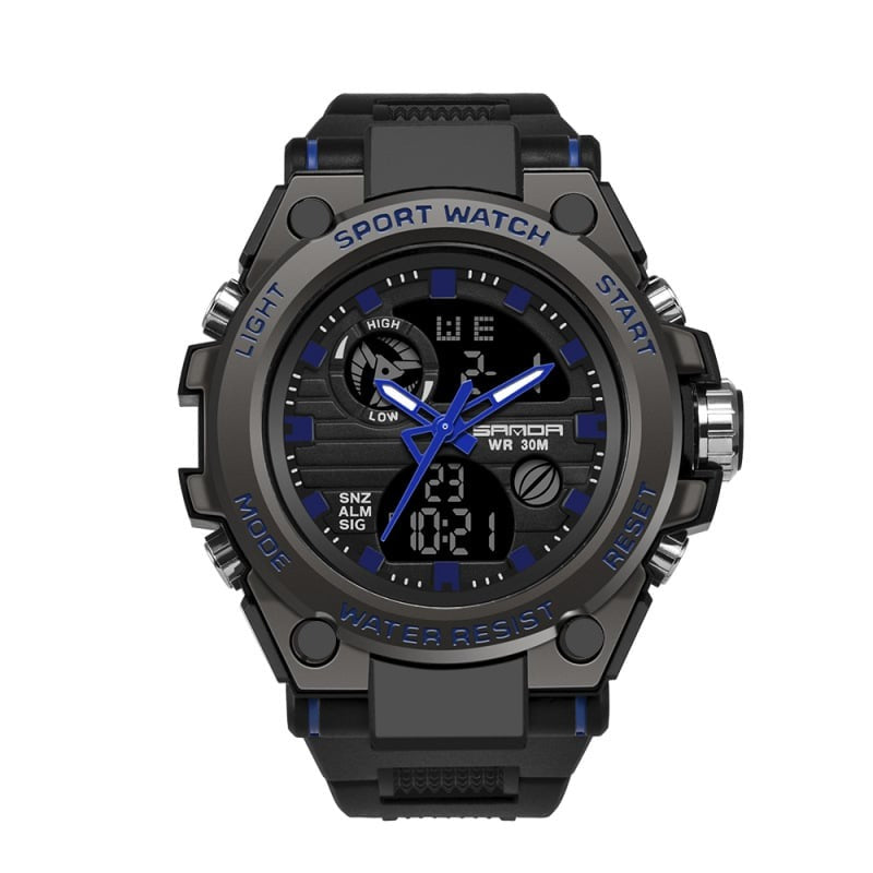 Sporty Dual-Display Mode Multifunctional Waterproof Luminous Men's Wristwatch
