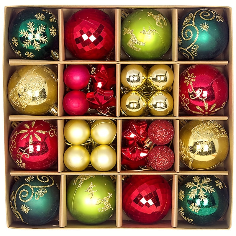 Christmas Tree Baubles Set – Plastic Hanging Ornaments