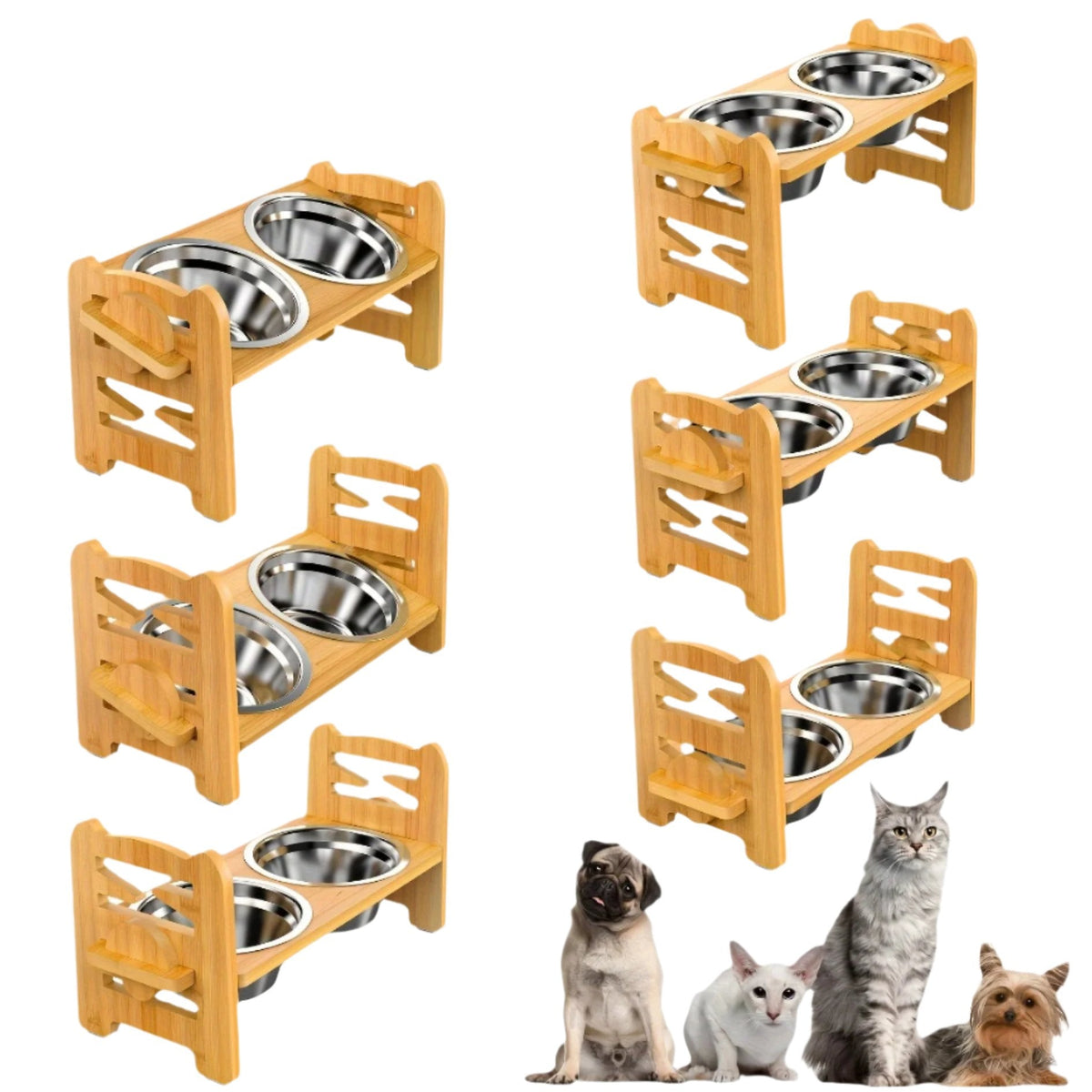 Elevated non-slip dog bowl stand with double bowls