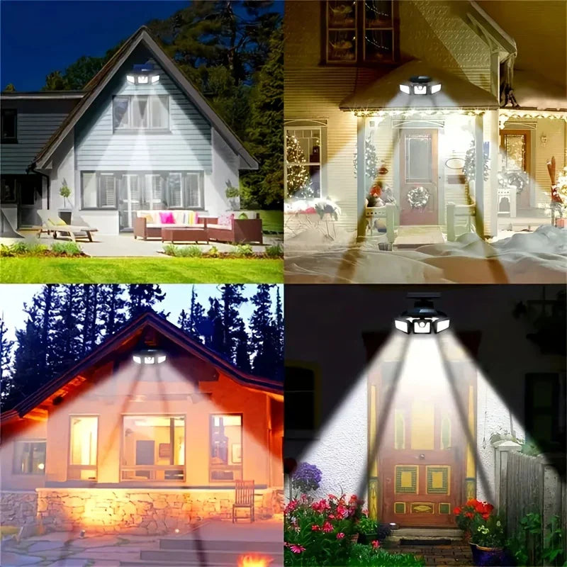 Solar LED Floodlight with Motion Sensor – 3-Head Outdoor Security Lighting for Garden, Driveway & Garage
