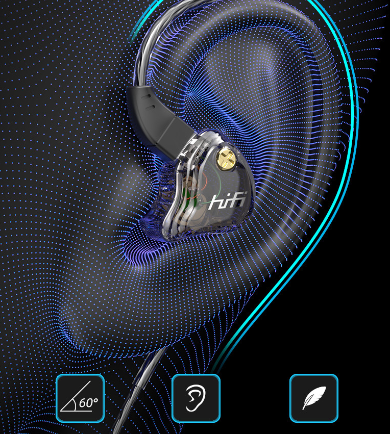 HiFi In-ear Headphones, with High-quality Sound, Changeable Cable Design, Mounting Ear Design & Ergonomics, for Sports, Study & More