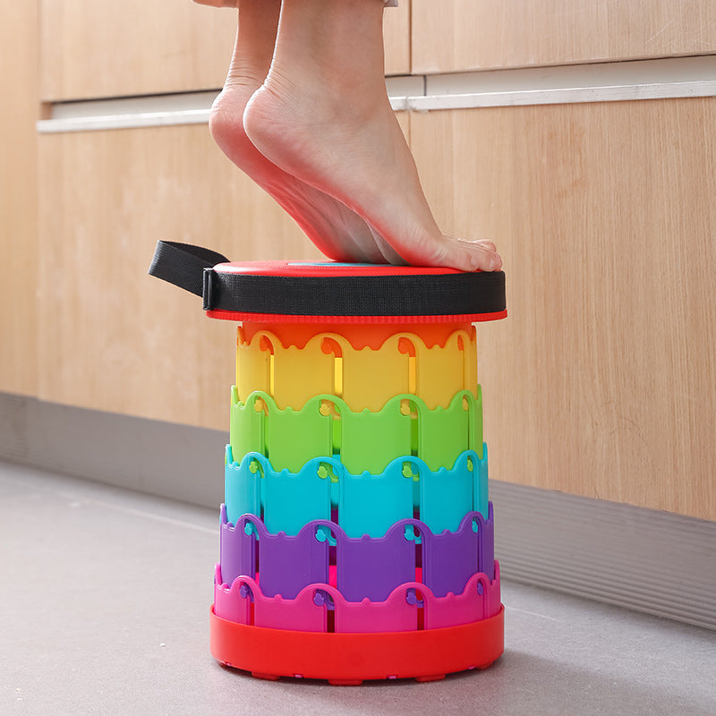 Improved retractable folding stool