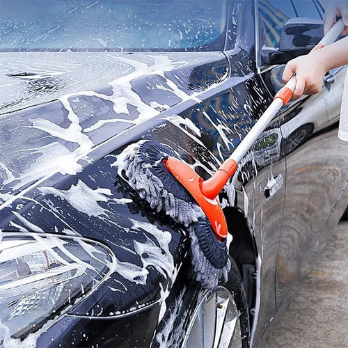 Retractable double-layer car wash brush