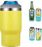4 in 1 stainless steel can/bottle insulator, 14Oz two-way lid SUS insulated can cooler, beer bottle holder (Black)
