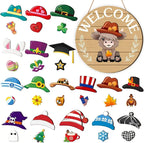 The best Christmas decorationsInterchangeable welcome sign with wooden gnome