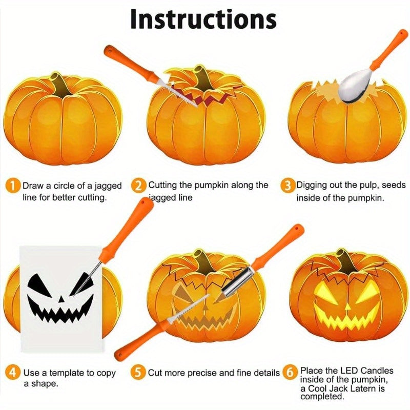Halloween Pumpkin Carving Kit with Stencils | Easy Carved Pumpkins Tools