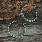 Vintage C-Shaped Turquoise Hoop Earrings
