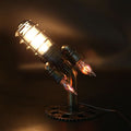 Steampunk Rocket Table Lamp with Flame Light