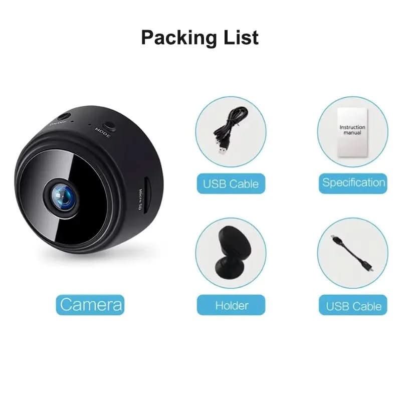 Compact security camera with night vision & app control