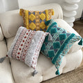 Boho lined fringe throw pillow cover