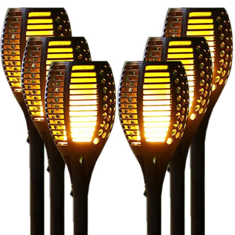Solar-powered garden torch with flame effect - LED flashlight for outdoor use, weatherproof and energy-saving