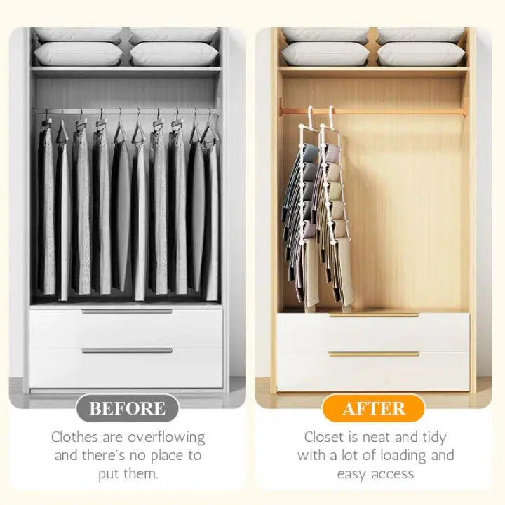 7 Rod Space-Saving Stainless Steel Trouser Hanger