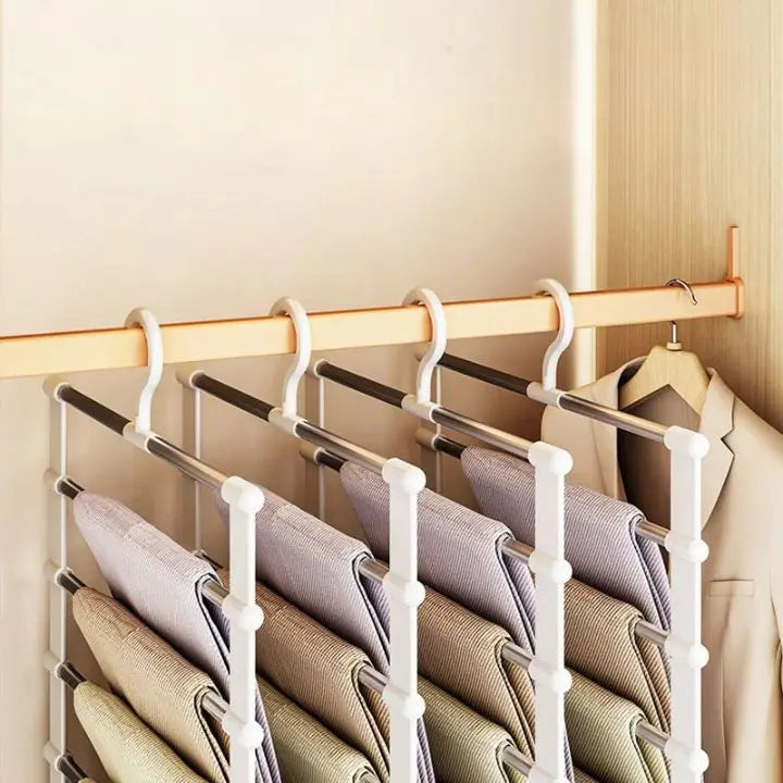7 Rod Space-Saving Stainless Steel Trouser Hanger
