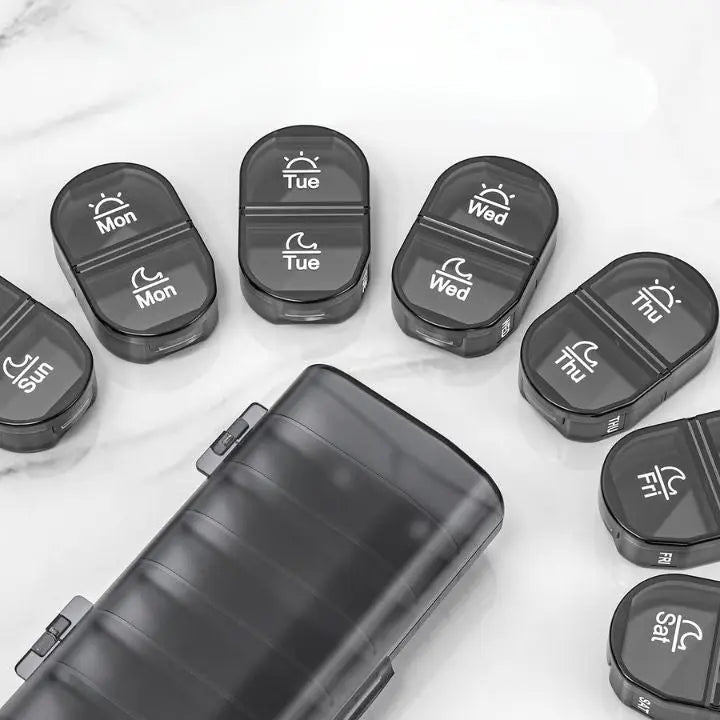 7-Day AM/PM Pill Organizer – Portable Pill Box for Week & Travel