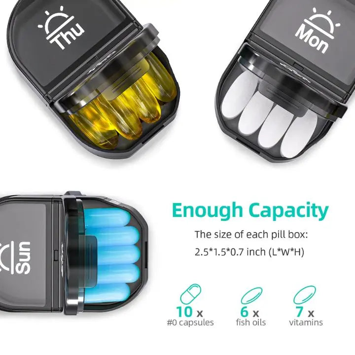 7-Day AM/PM Pill Organizer – Portable Pill Box for Week & Travel
