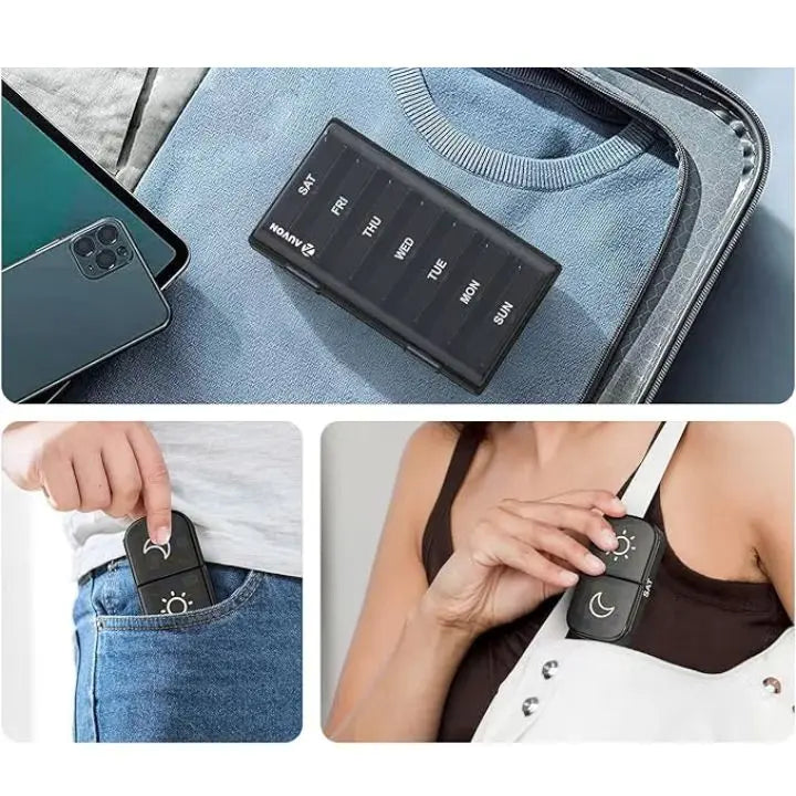 7-Day AM/PM Pill Organizer – Portable Pill Box for Week & Travel
