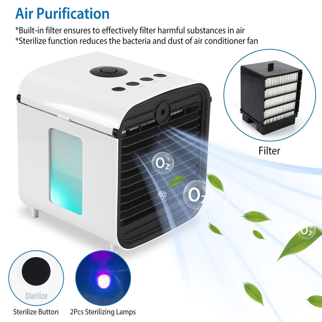 7-Colors Switchable Portable Mini Air Conditioner Cooler Fan