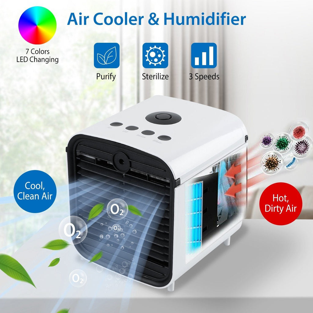 7-Colors Switchable Portable Mini Air Conditioner Cooler Fan