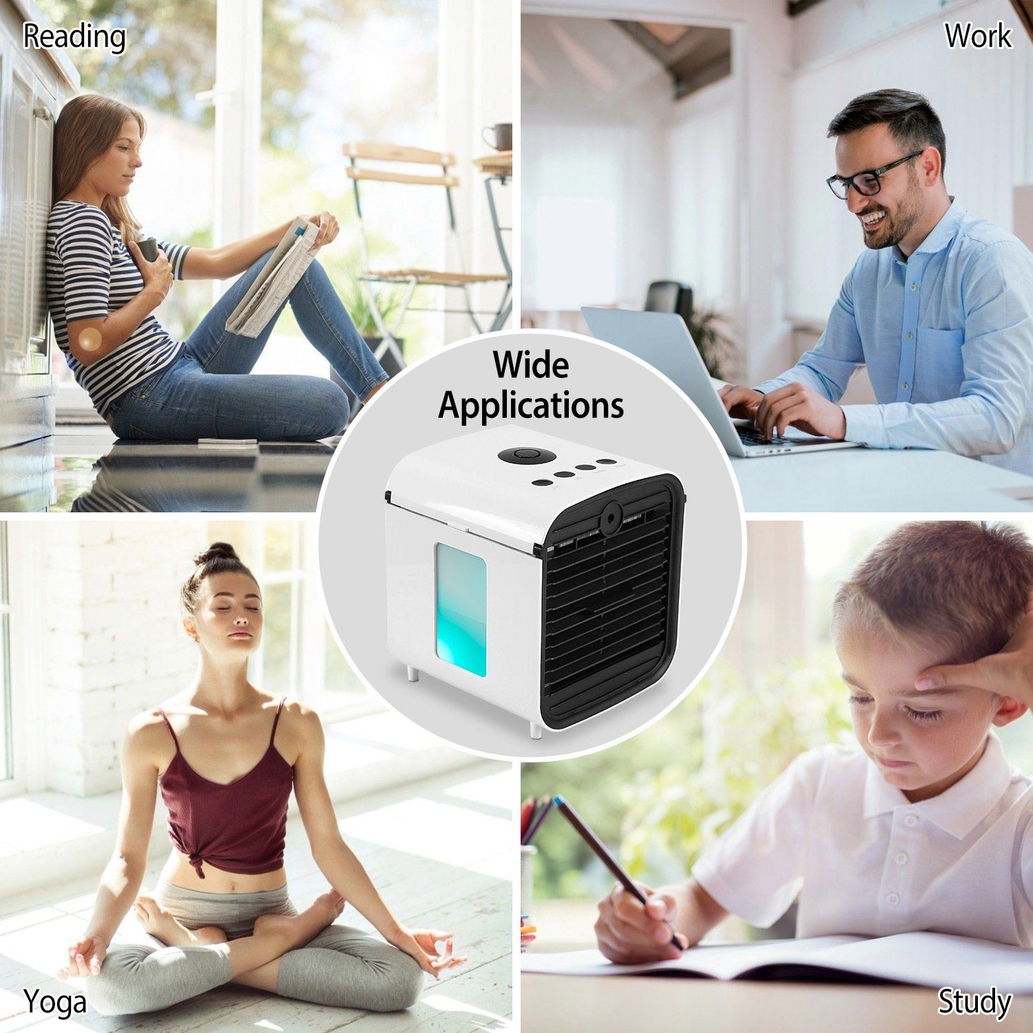 7-Colors Switchable Portable Mini Air Conditioner Cooler Fan