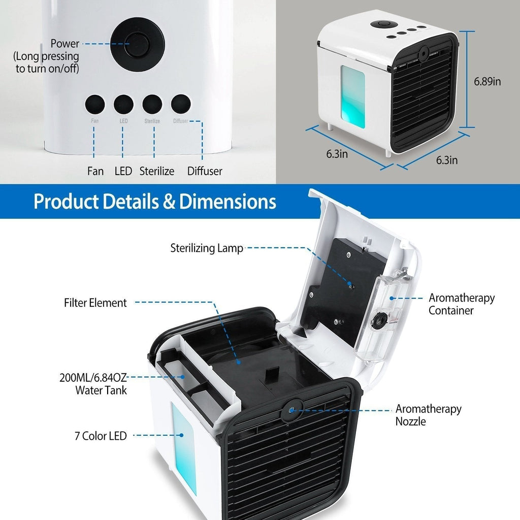 7-Colors Switchable Portable Mini Air Conditioner Cooler Fan