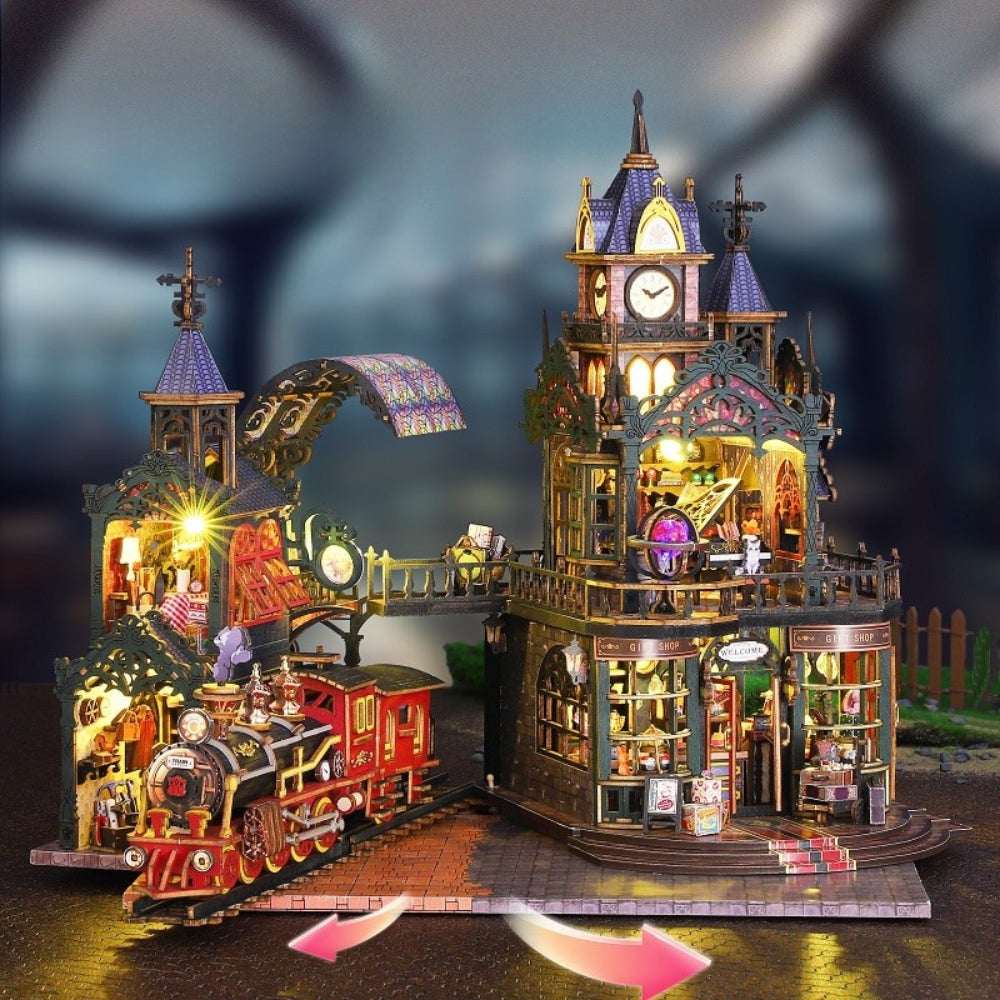 Rail-track Secluded City: Train Mini House Kit l DIY Miniature Kit