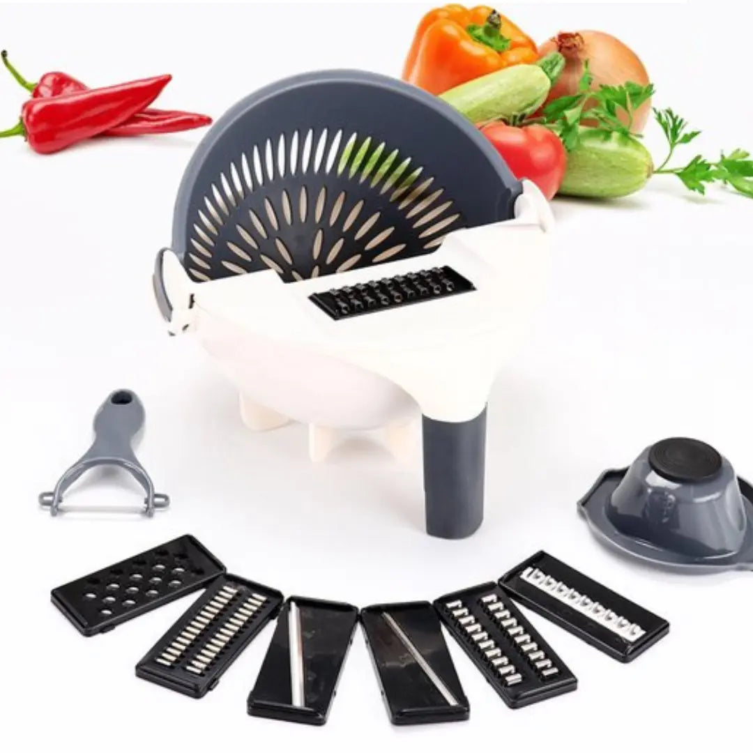 7-in-1 Vegetable Cutter with Drain Basket and Interchangeable Blades