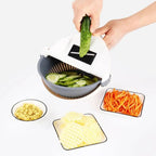 7-in-1 Vegetable Cutter with Drain Basket and Interchangeable Blades