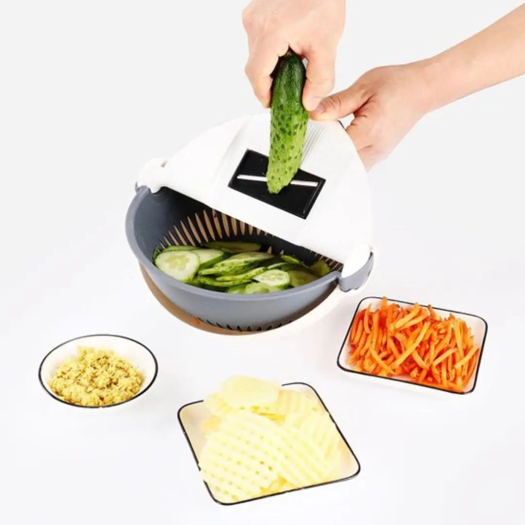 7-in-1 Vegetable Cutter with Drain Basket and Interchangeable Blades