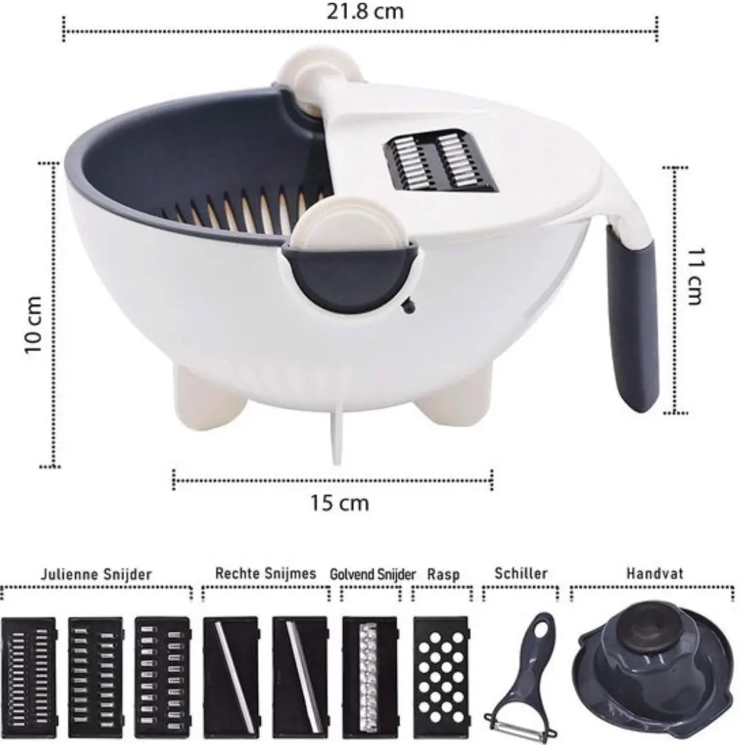 7-in-1 Vegetable Cutter with Drain Basket and Interchangeable Blades