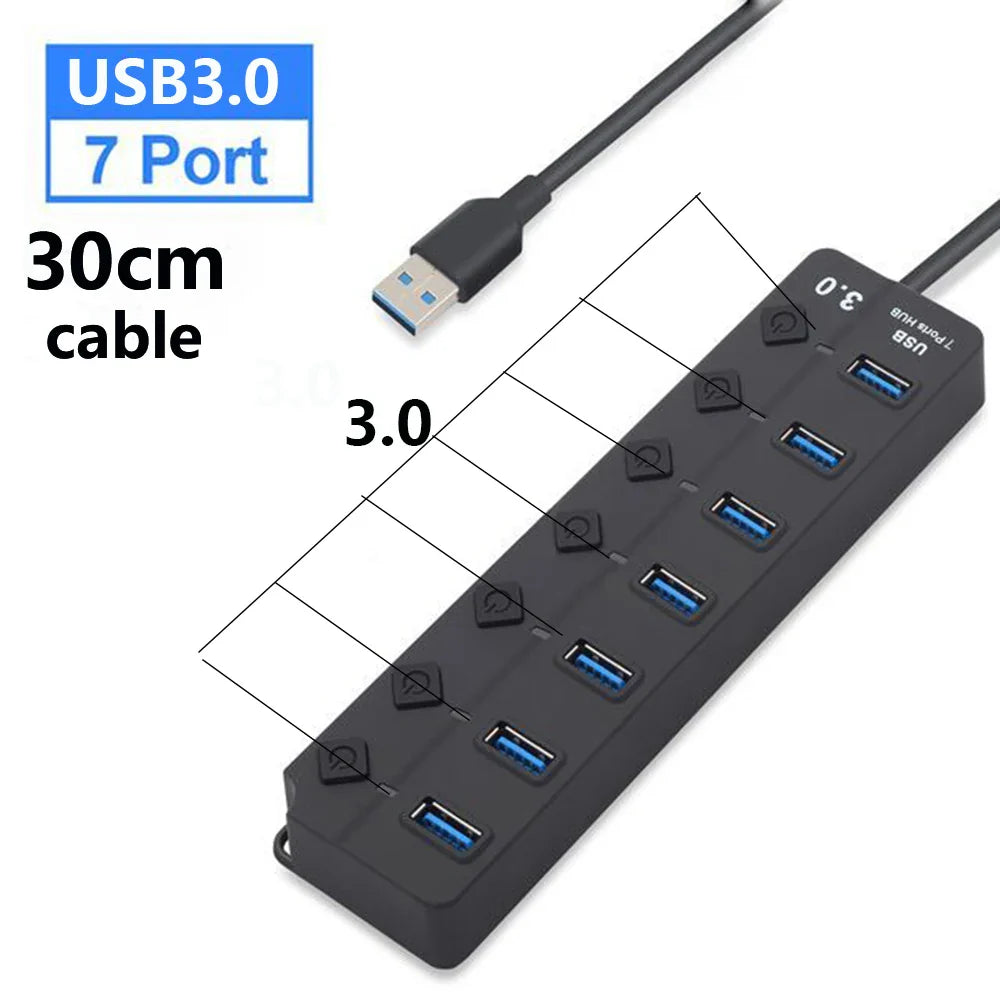 7-Port USB 3.0 Hub with Power Switch – PortMaster (1+1 FREE)