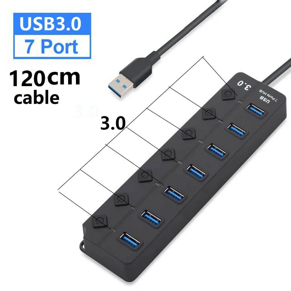 7-Port USB 3.0 Hub with Power Switch – PortMaster (1+1 FREE)