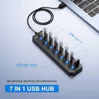 7-Port USB 3.0 Hub with Power Switch – PortMaster (1+1 FREE)