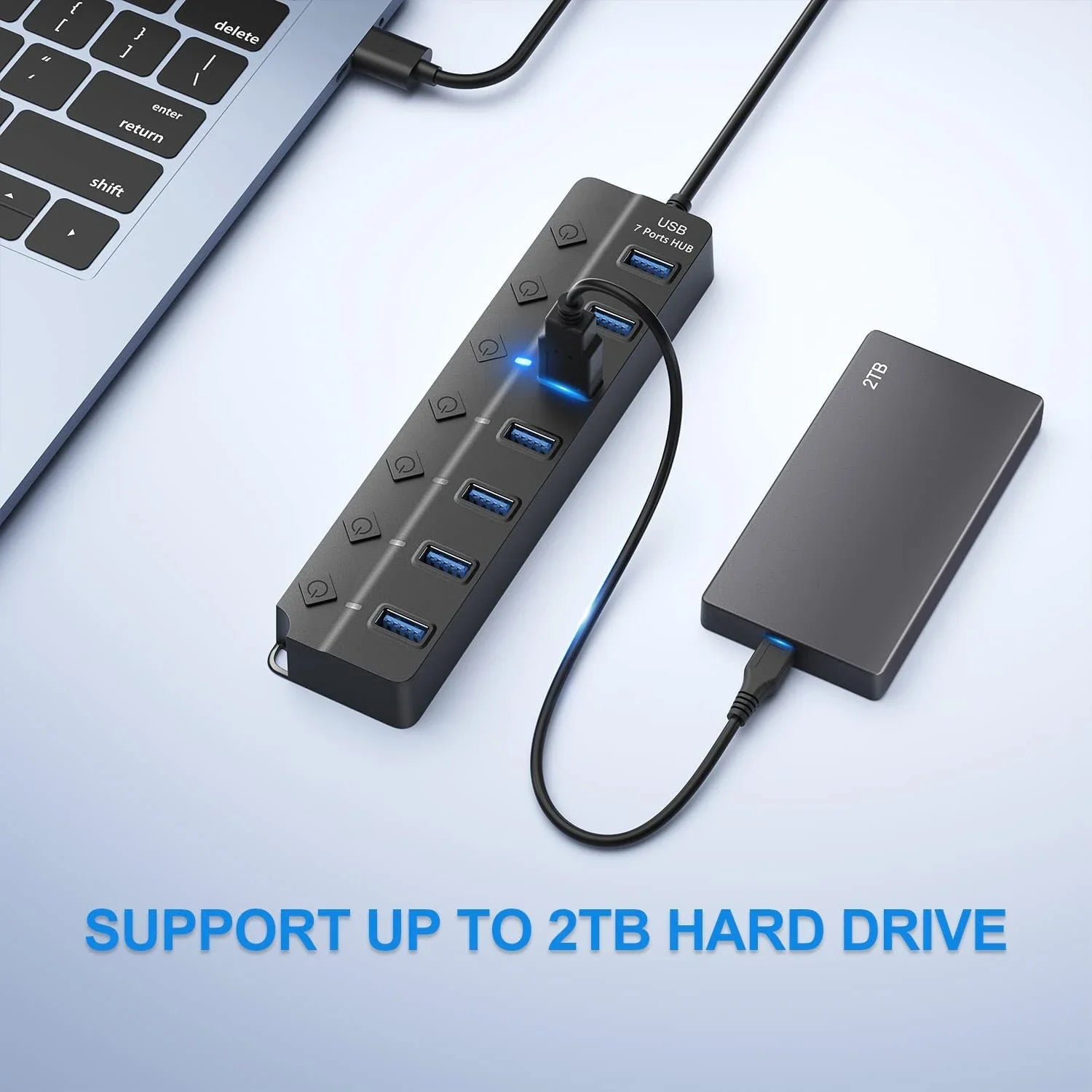 7-Port USB 3.0 Hub with Power Switch – PortMaster (1+1 FREE)
