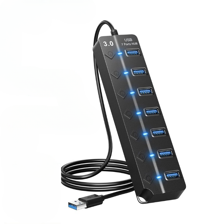 7-Port USB 3.0 Hub with Power Switch – PortMaster (1+1 FREE)