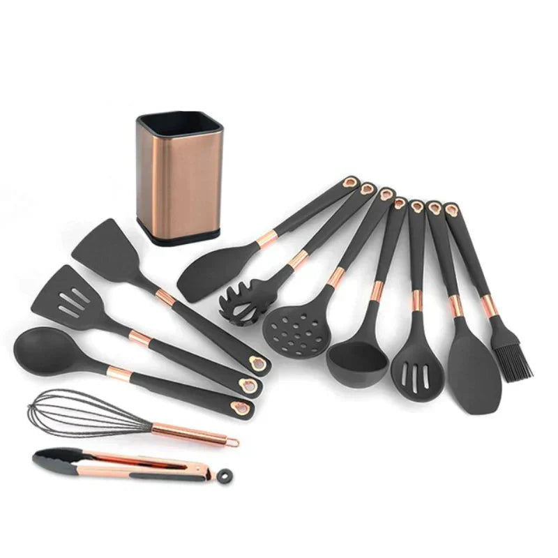 EliteCook - 12-piece gold-coated kitchen utensil set