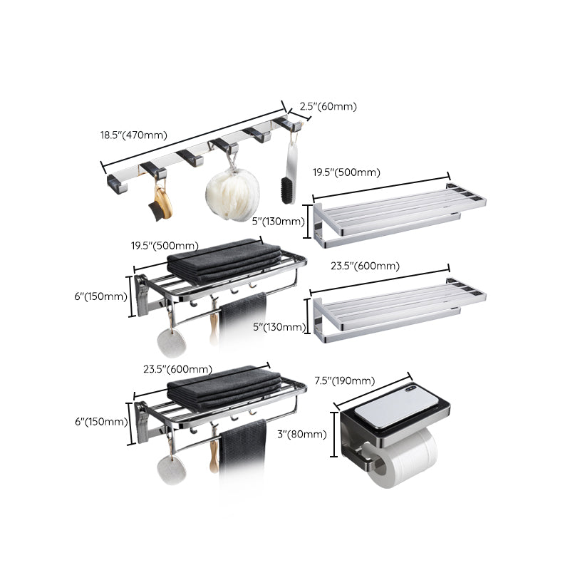 5-piece modern bathroom accessories as single item or in set Polished chrome bathroom set