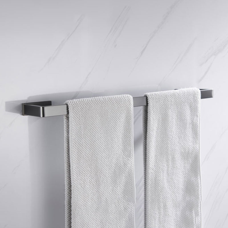 Gray 5-piece modern bathroom accessory set made of stainless steel