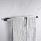 Gray 5-piece modern bathroom accessory set made of stainless steel