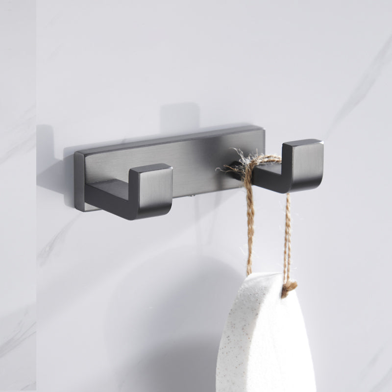 Gray 5-piece modern bathroom accessory set made of stainless steel