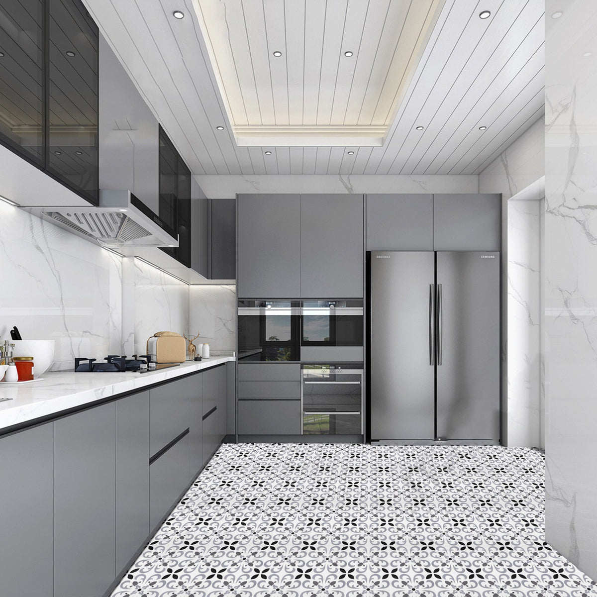 Peel & Stick Vinyl Flooring Lightly patterned vinyl flooring with a matte sheen