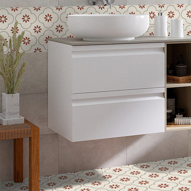 Peel & Stick Vinyl Floor Lightly patterned vinyl floor with straight edge