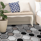 Peel & Stick Vinyl Floor Mat Dark Vinyl Floor with Brick Look